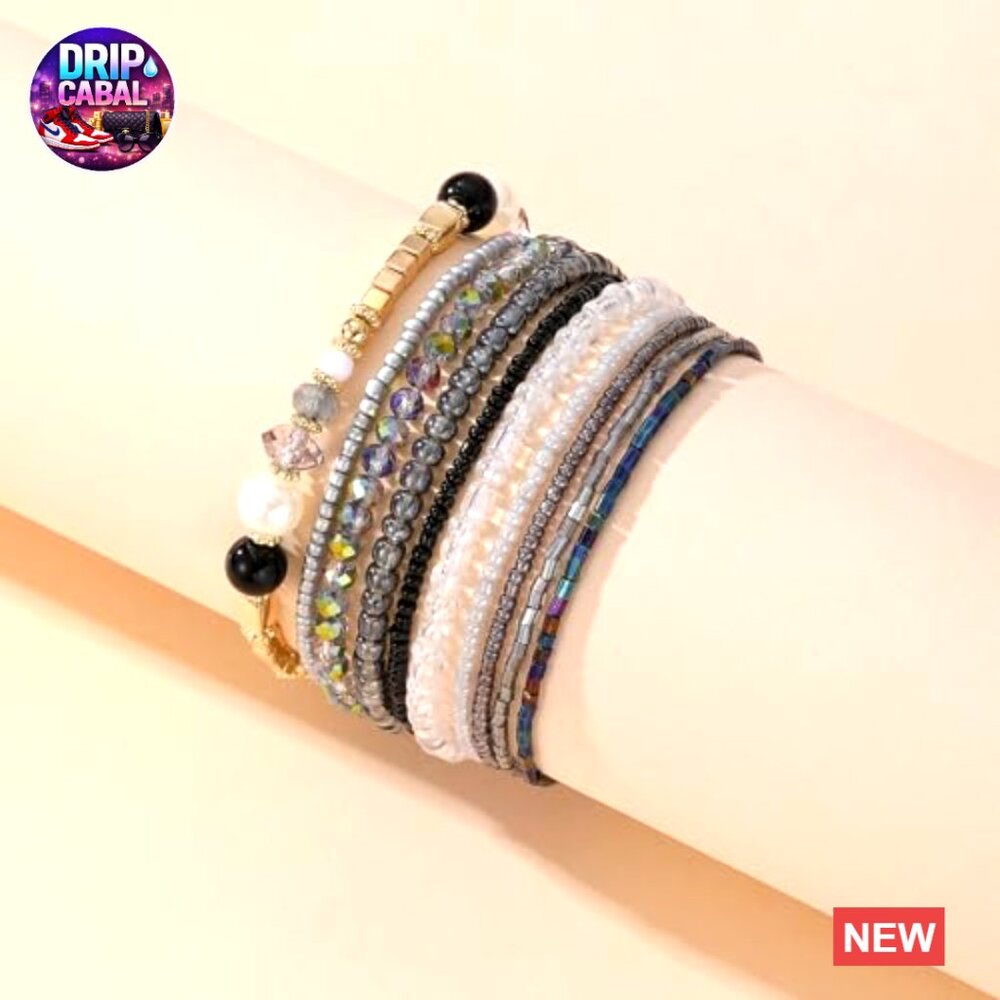 Boho Beaded Bracelet Stack Stretch Elastic Trendy… - image 2